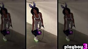 petite black milf misty stone teases and plays with her wet pussy after a hot striptease session for you