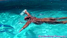 European teen with shaved pussy gets slammed hard by oldman in intense encounter. Raw action unfolds with small-tits babe!