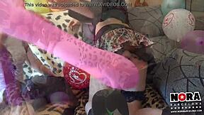 Watch these sexy teens pop balloons and kiss passionately!