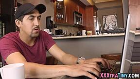 petite teen skank receives handjob blowjob and facial cumshot