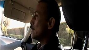 Old guy fucks hot brunette babe hard bent over in homemade setting.