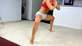 blonde cutie performs a sexy non-nude yoga routine for voyeur eyes