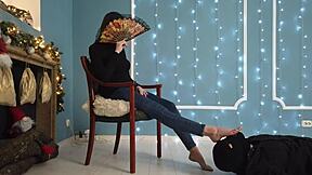 Masked girl in fishnets, do you worship her feet like this compilation?