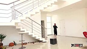 Alessandra, the amazing Brazilian beauty, eagerly takes three cocks in her tight ass.