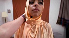 Arabian prostitute rides fat white cock secretly taped