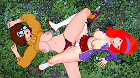 Nerdy Velma Dinkley And Redheaded Daphne Blake In Lesbian Cartoon Orgasm