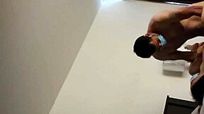 Mask wearing chinese petite gets creampied in hidden hotel fuck