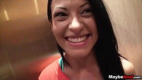 Skinny teen Kelly Diamond gets her tight ass fucked hard on the balcony