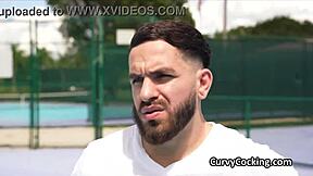 Curly Ebony Spinner Gets Oiled And Rides Big Cock After Tennis Match