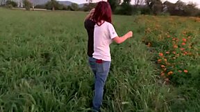 Little college girl with big tits fucking on hill 😈