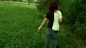 Little college girl with big tits fucking on hill 😈