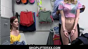 Threesome shoplifting fun with BBC guard and two petite girls. Caught in the act at the store.