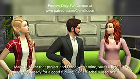 In this animated story, a teacher encounters redhead Sadie and blonde Rachel in a group student setting.