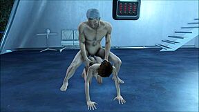 Fallout 4: old man fucks young brunette in anal doggystyle