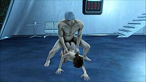 Fallout 4: old man fucks young brunette in anal doggystyle