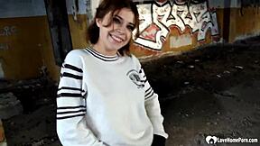 Busty stepsister gets shagged doggystyle in the hood with blowjob