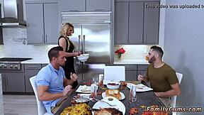 Shy stepdaughter and army boy meet busty stepmom for hardcore group fun?