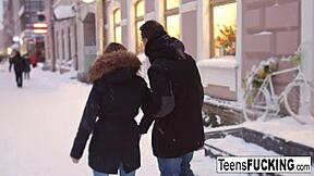 Teen brunette Stasya warms up with intense anal fucking and blowjob.