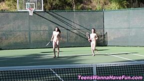 teen lesbians at a party fingering and eating cunt while masturbating in a threesome