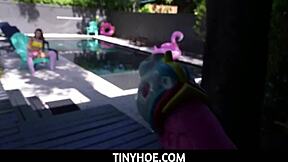 tiny latina violet gems fucked under desk by stepbrother