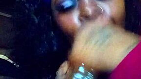 swallow yunia giving sloppy blowjob with deepthroat and face fucking on big black cock in ebony scene
