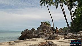 Thai teen Kahlisa strips solo on beach for Playboy 🔥