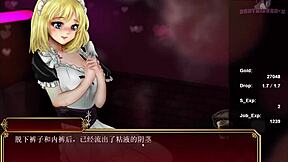 teen with big tits gives blowjob in hentai, reaching orgasm