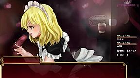 teen with big tits gives blowjob in hentai, reaching orgasm