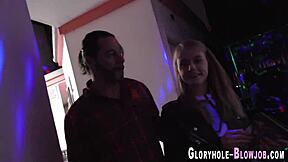 Petite Blonde Teen Gets Jizzed at Gloryhole Hard