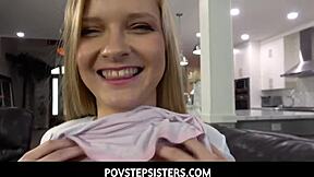 Harlow west gives a horny blowjob to her stepbro in pov.