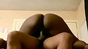 Ebony girlfriend rides friend's big cock in cowgirl with huge ass bouncing! 😍