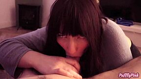 Cheating girlfriend sucks huge white dick for orgasm!