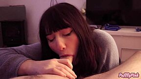 Cheating girlfriend sucks huge white dick for orgasm!