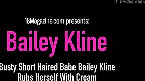 Busty Bailey Kline rubs cream on shaved big ass