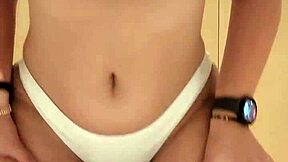 Petite babe with big tits masturbates solo in shower fun