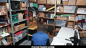 Black Suspect Punished by Loss Prevention Officer with Monster Cock