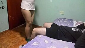 the petite brunette niece surprises her uncle with sentones on his cock