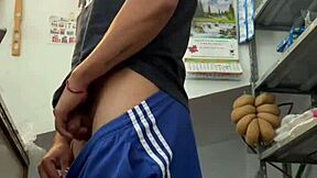 Young Mexican Guy Strokes Himself in Grocery Store