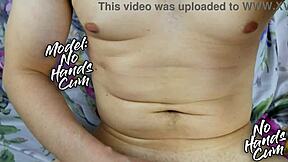 look at this big cock with stubble pubic hair ejaculating close up without hands