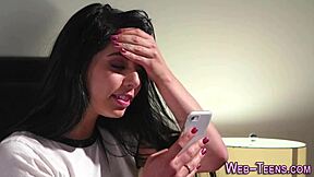 Slender teen engages in fingering activity