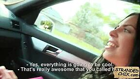 Hot teen Kira Queen fucks for a ride outdoors.