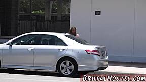 Young tourist feels rough forest bondage and bdsm after taxi wait