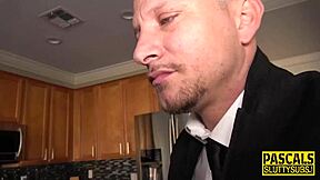 kinky teen gagging hard while deepthroating a thick cock.