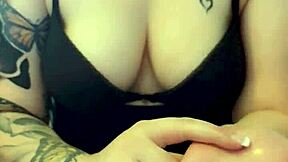 the girlfriend uses her palms to help the guy finish