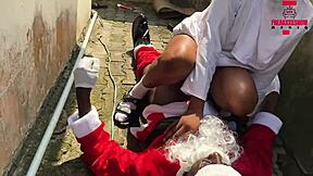 Christmas brings hot sex outdoors with big cocks and cumshots