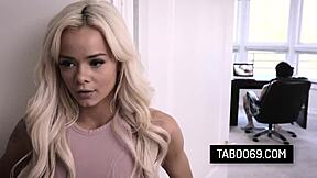 Petite teen 18+ stepsister Elsa Jean gets her pussy banged by her big cock stepbrother