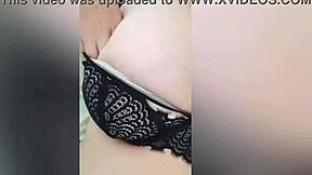 Excited student came home from college and videotaped her big breasts in solo teen 18+ session