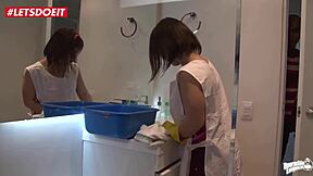 kathy violeta, that latina redhead maid, has her ass covered in cum.