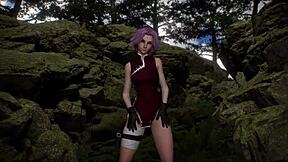 Sakura dances delightfully in nature