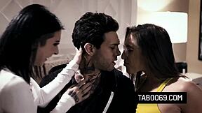 Tattooed Step Sisters Share Brother's Cock!